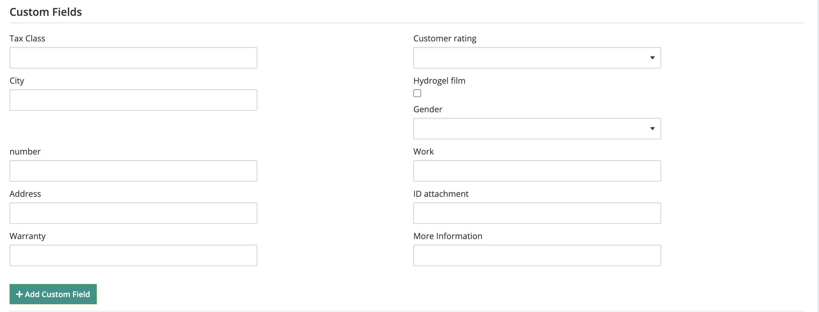 Custom Fields Against Customers