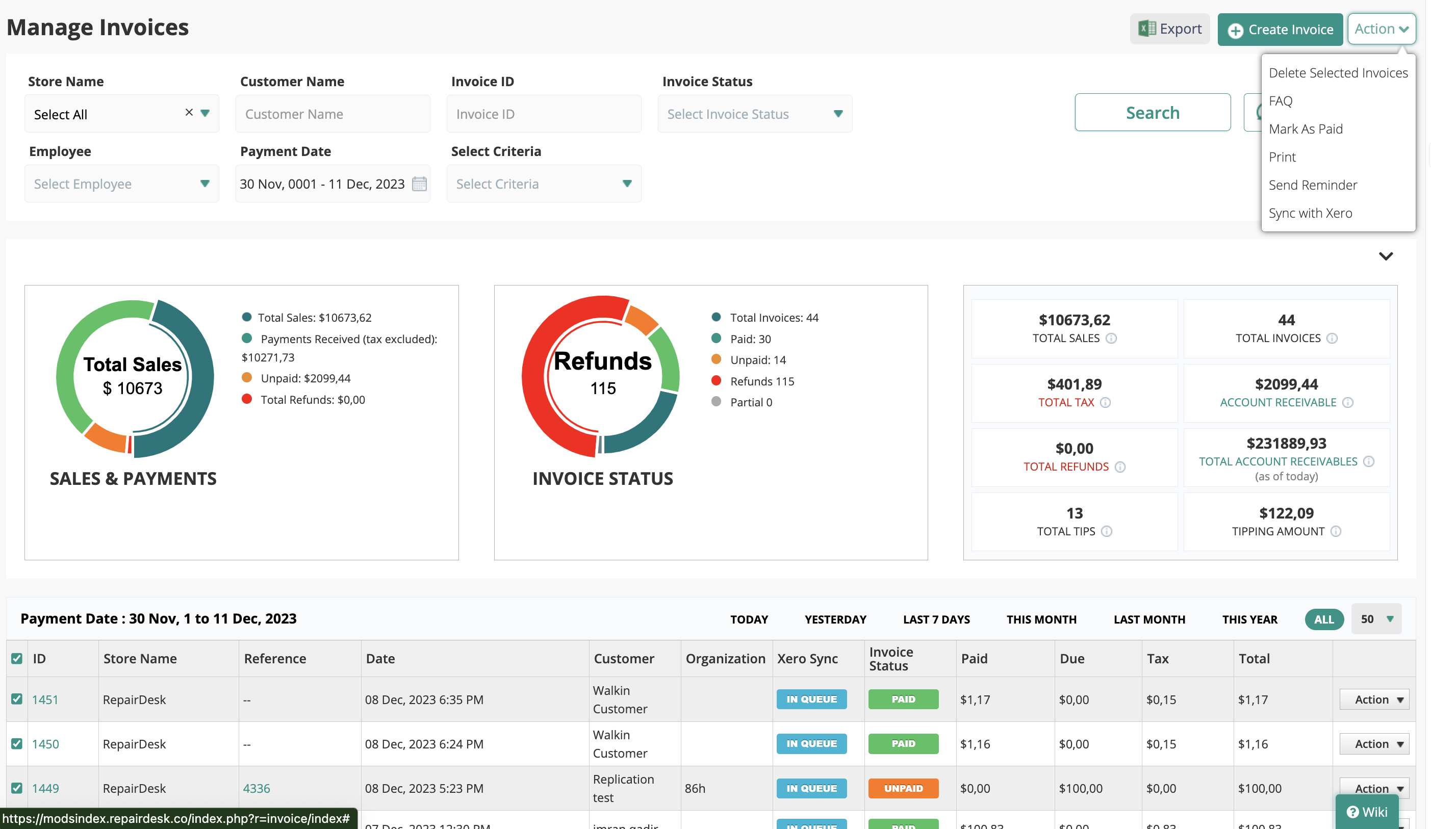 Update Service Invoice How to update multiple invoices at a time?