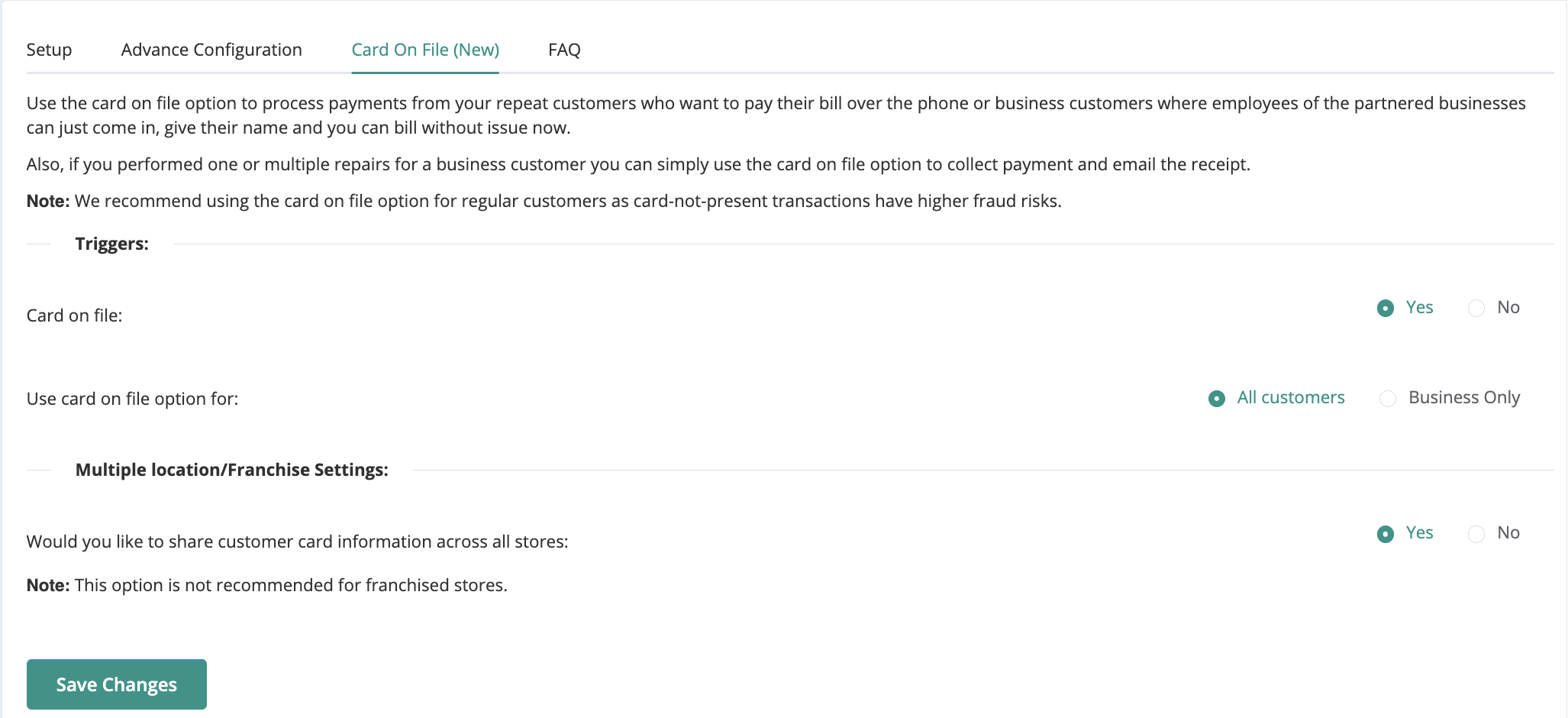 How to save Customer's Card on File