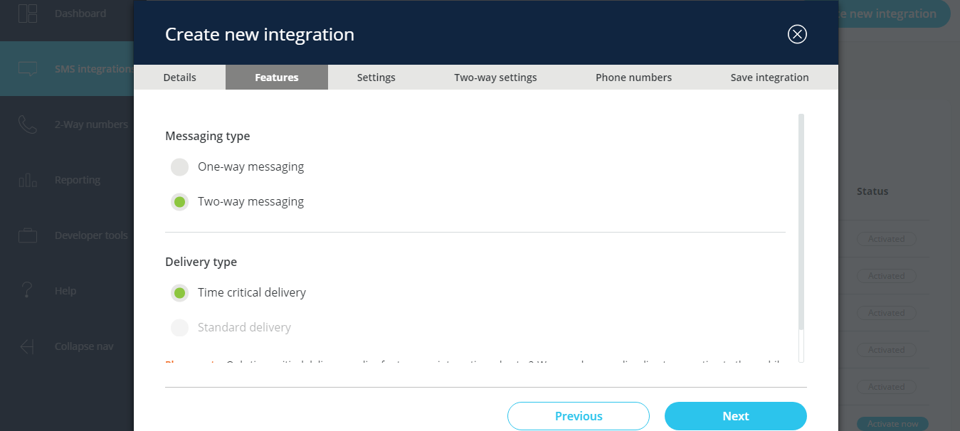 How do I enable 2 way SMS at Clickatell SMS Gateway?